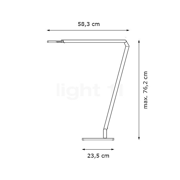 Nimbus Roxxane Office Lampe de table LED blanc mat - 2.700 K - avec pied - vue en coupe