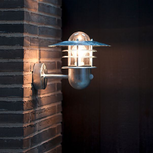 Nordlux Agger, lámpara de pared con sensor de movimiento galvanizado