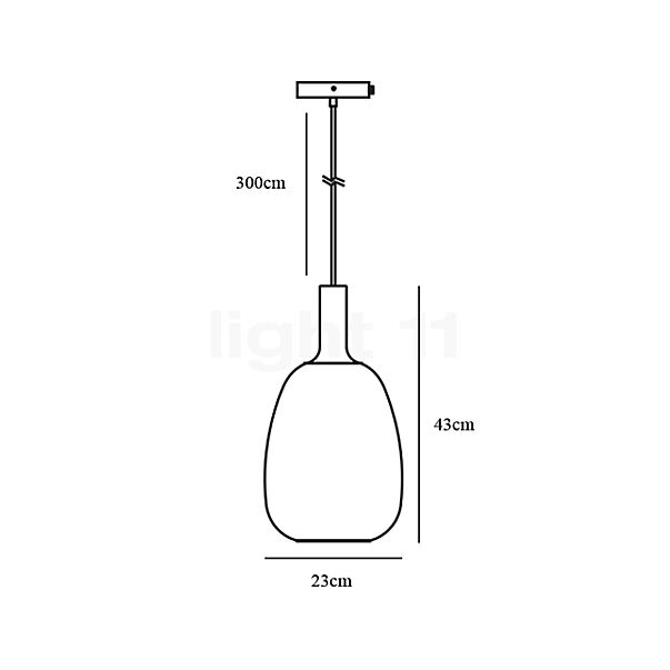 Nordlux Alton, lámpara de suspensión ø23 cm - vidrio ahumado - alzado con dimensiones