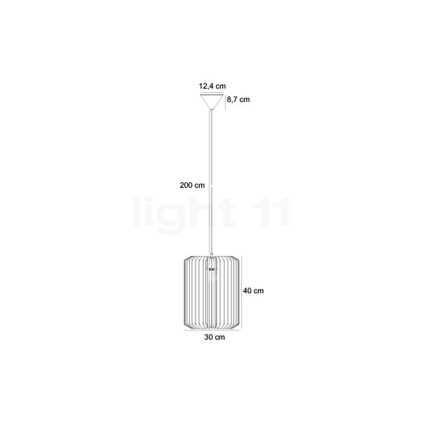 Nordlux Asti Suspension bois  - 30 cm - vue en coupe