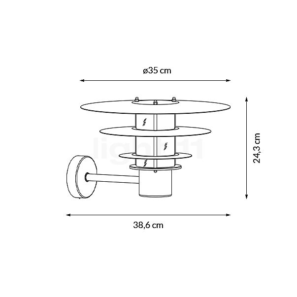 Nordlux Bastia Wall Light ø35 cm - galvanised sketch