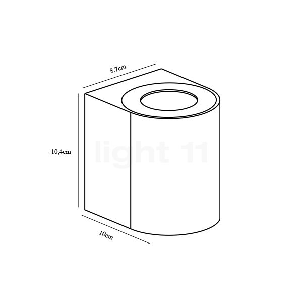 Nordlux Canto 2, lámpara de pared LED acero inoxidable - alzado con dimensiones