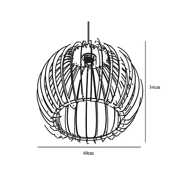 Nordlux Chino, lámpara de suspensión ø40 cm - alzado con dimensiones