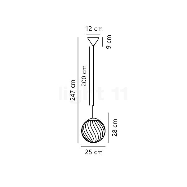 Nordlux Chisell Lampada a sospensione ottone - 25 cm - vista in sezione