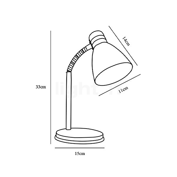 Nordlux Cyclone, lámpara de sobremesa blanco - alzado con dimensiones