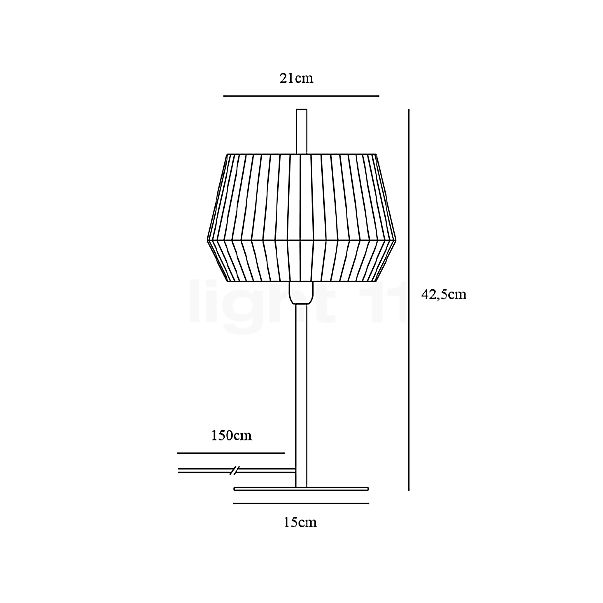 Nordlux Dicte, lámpara de sobremesa beige - alzado con dimensiones