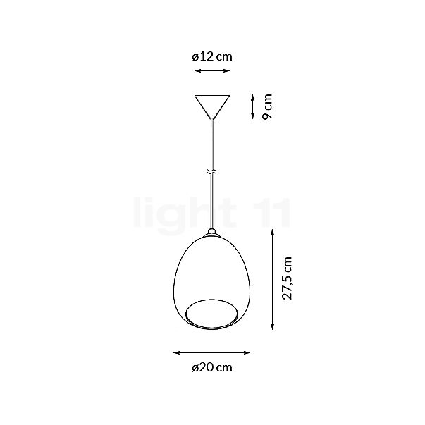 Nordlux Dillon, lámpara de suspensión vidrio ahumado , artículo en fin de serie - alzado con dimensiones