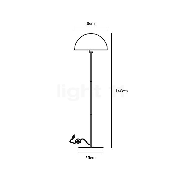 Nordlux Ellen, lámpara de pie blanco - alzado con dimensiones
