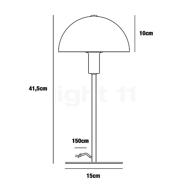 Nordlux Ellen, lámpara de sobremesa acero/vidrio opalino - alzado con dimensiones
