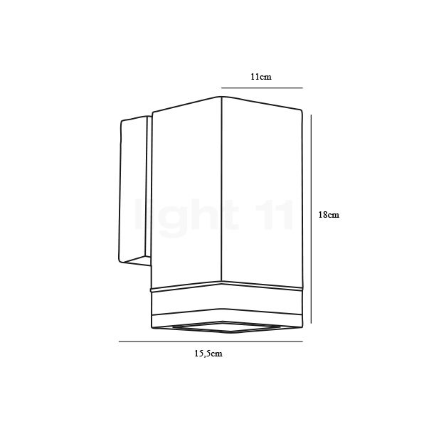 Nordlux Elm Single, lámpara de pared negro - alzado con dimensiones