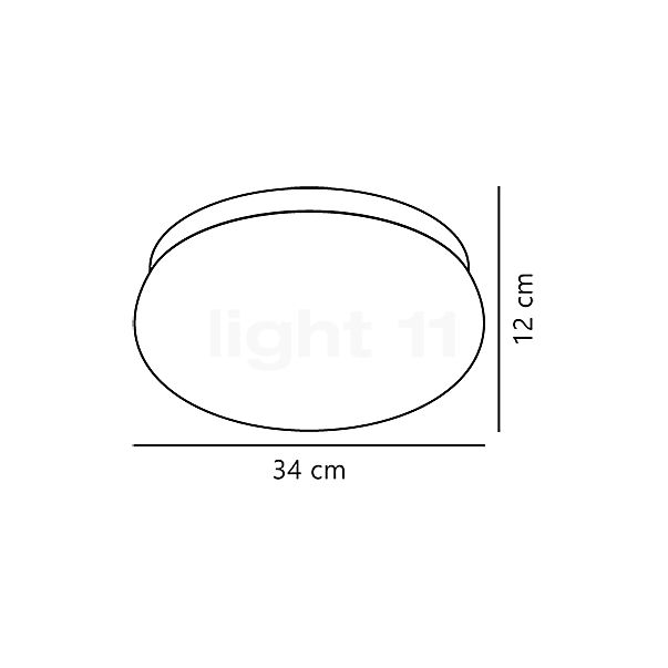 Nordlux Foam, Round lámpara de techo blanco - alzado con dimensiones