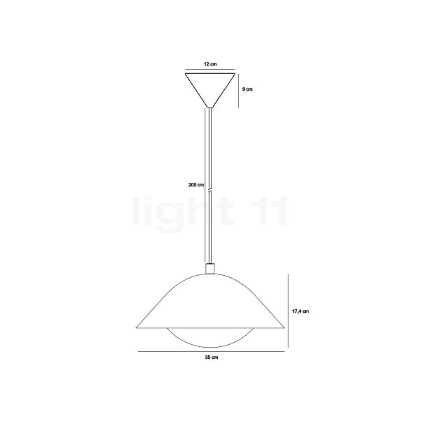 Nordlux Freya, lámpara de suspensión beige - 35 cm - alzado con dimensiones