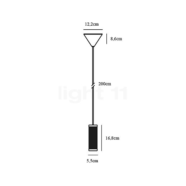 Nordlux Galloway, lámpara de suspensión negro - alzado con dimensiones