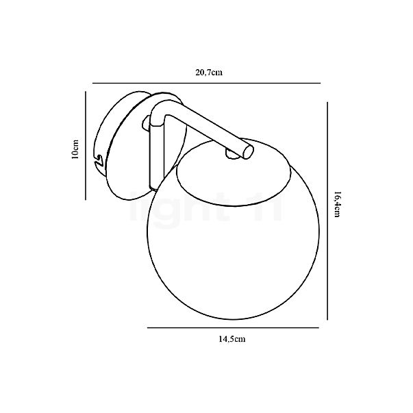 Nordlux Grant, lámpara de pared latón - alzado con dimensiones