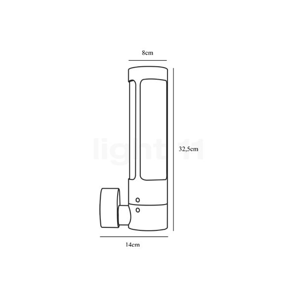 Nordlux Helix, lámpara de pared óxido - alzado con dimensiones