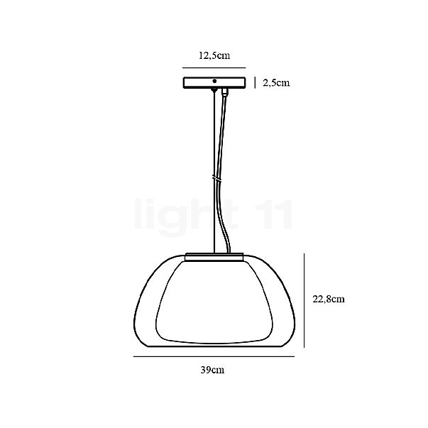 Nordlux Jelly, lámpara de suspensión opalino vidrio - alzado con dimensiones