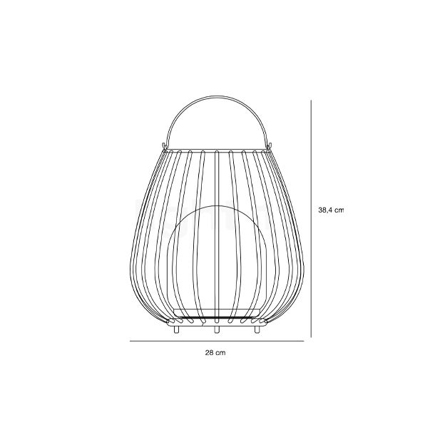 Nordlux Jim To Go, lámpara recargable LED aceituna - alzado con dimensiones