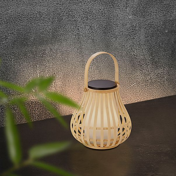 Nordlux Leo Bordlampe LED med solenergi bambus , Lagerhus, ny original emballage