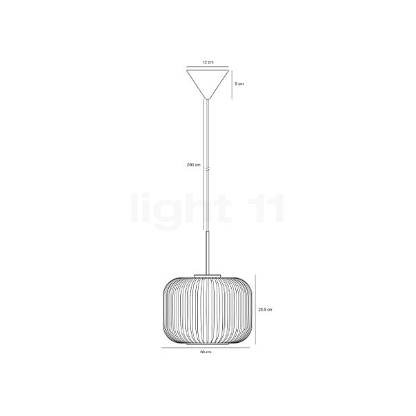 Nordlux Milford 2.0, lámpara de suspensión latón/opalino - alzado con dimensiones