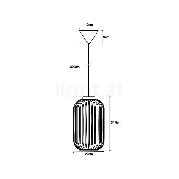 Nordlux Milford, lámpara de suspensión ø20 cm - vidrio opalino - alzado con dimensiones