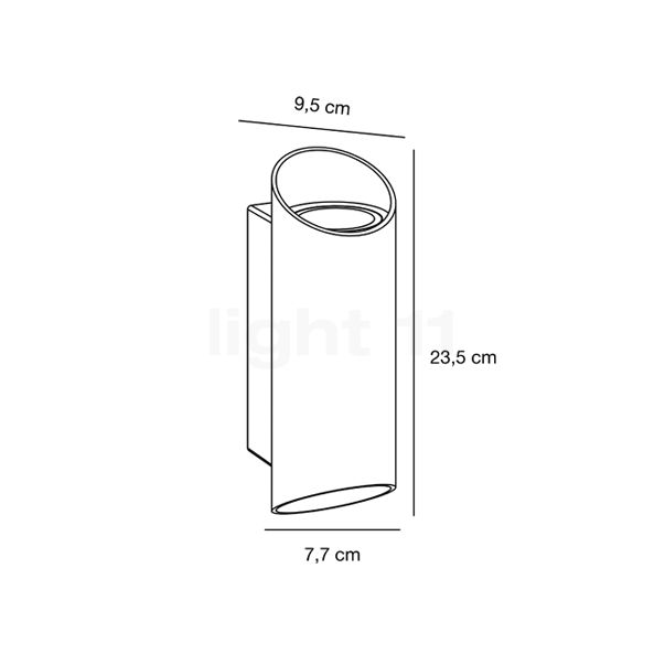 Nordlux Nico Round, lámpara de pared antracita - alzado con dimensiones