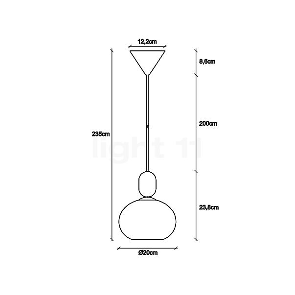 Nordlux Notti Hanglamp grijs - met glas schets