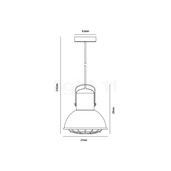 Nordlux Porter, lámpara de suspensión cinc - 21 cm - alzado con dimensiones