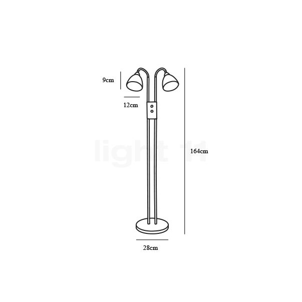 Nordlux Ray 2-Spot Floor Lamp chrome , Warehouse sale, as new, original packaging sketch