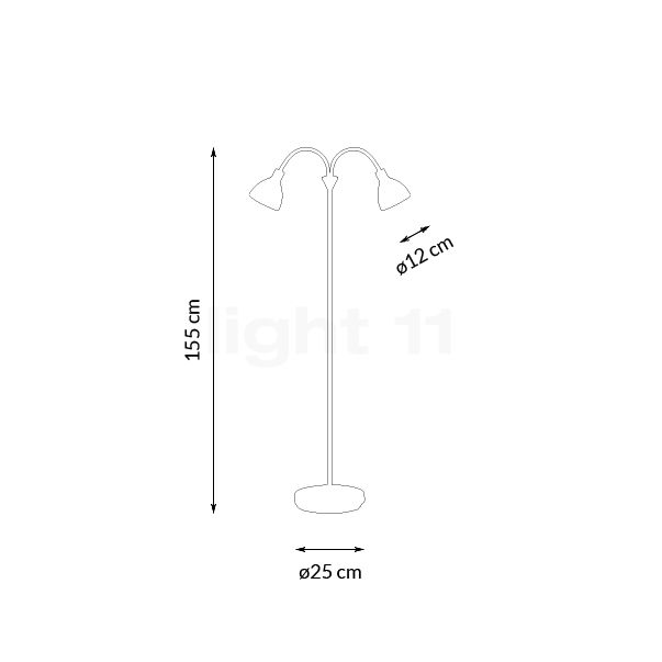 Nordlux Ray Double Gulvlampe krom skitse