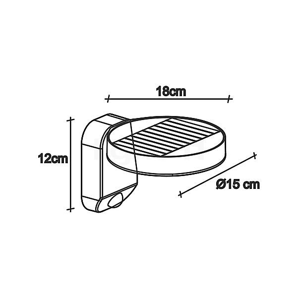 Nordlux Rica Applique LED avec solaire rond - vue en coupe