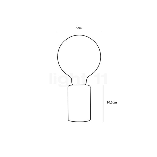 Nordlux Siv, lámpara de sobremesa blanco - alzado con dimensiones