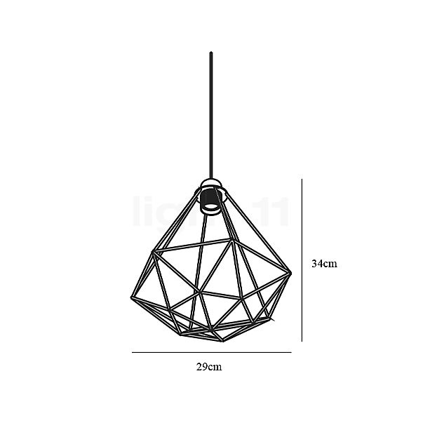Nordlux Tees, lámpara de suspensión negro - alzado con dimensiones