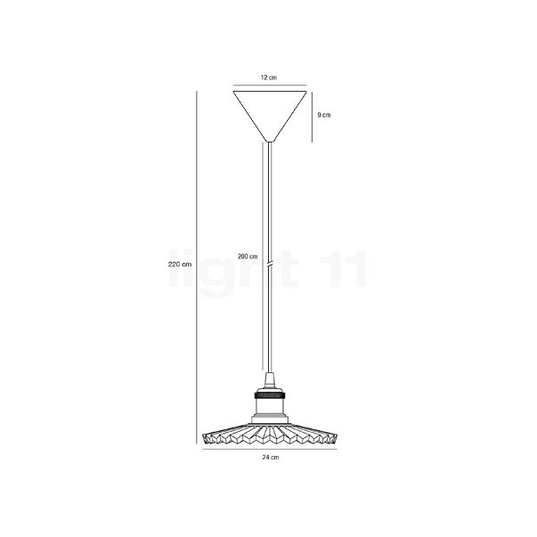Nordlux Torina, lámpara de suspensión vidrio - 25 cm - alzado con dimensiones
