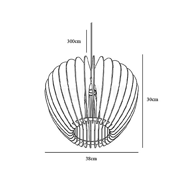 Nordlux Tribeca, lámpara de suspensión ø38 cm - alzado con dimensiones