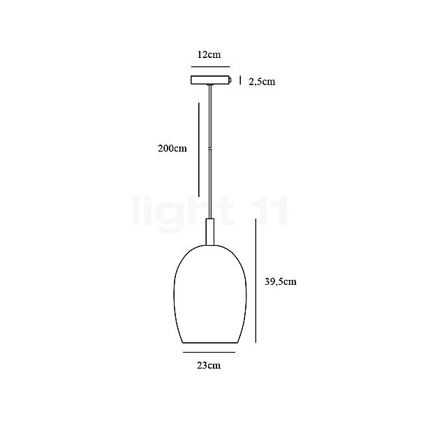 Nordlux Uma Suspension ø23 cm - ambre - vue en coupe