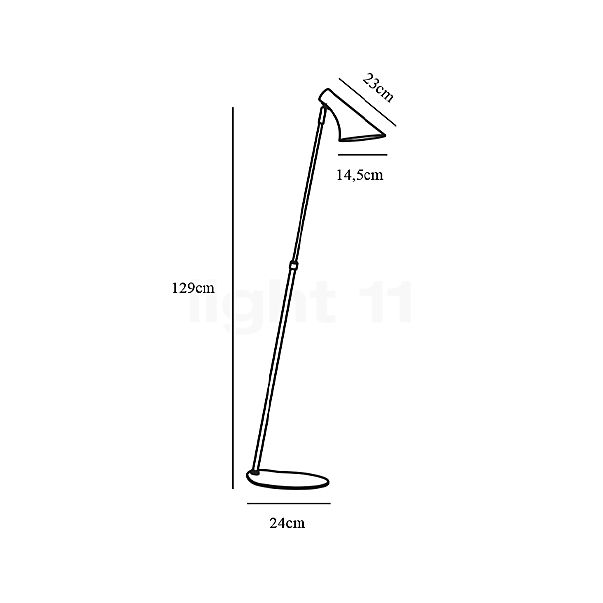 Nordlux Vanila, lámpara de pie blanco - alzado con dimensiones