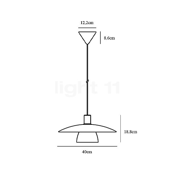 Nordlux Verona, lámpara de suspensión opalino vidrio - alzado con dimensiones