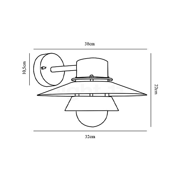 Nordlux Virum Wall Light galvanised , discontinued product sketch