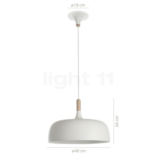 Measurements of the Northern Acorn Pendant Light white matt in detail: height, width, depth and diameter of the individual parts.