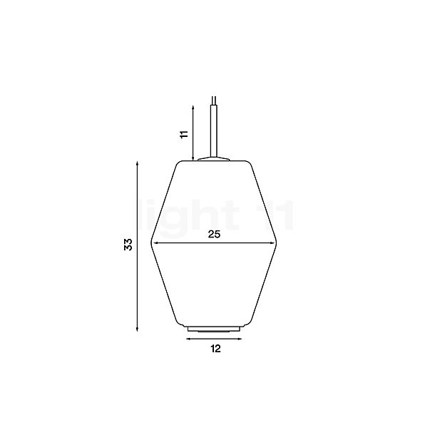 Northern Dahl, lámpara de suspensión blanco mate - 25 cm - alzado con dimensiones