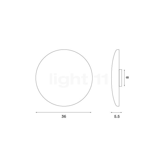 Northern Glint, lámpara de pared LED latón - alzado con dimensiones