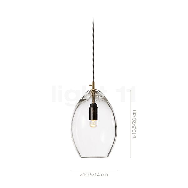 Measurements of the Northern Unika Pendant light transparent - large in detail: height, width, depth and diameter of the individual parts.