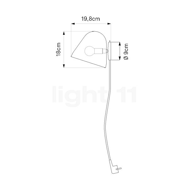 Nyta Tilt Wall Light conical - without arm - white/cable white , discontinued product sketch