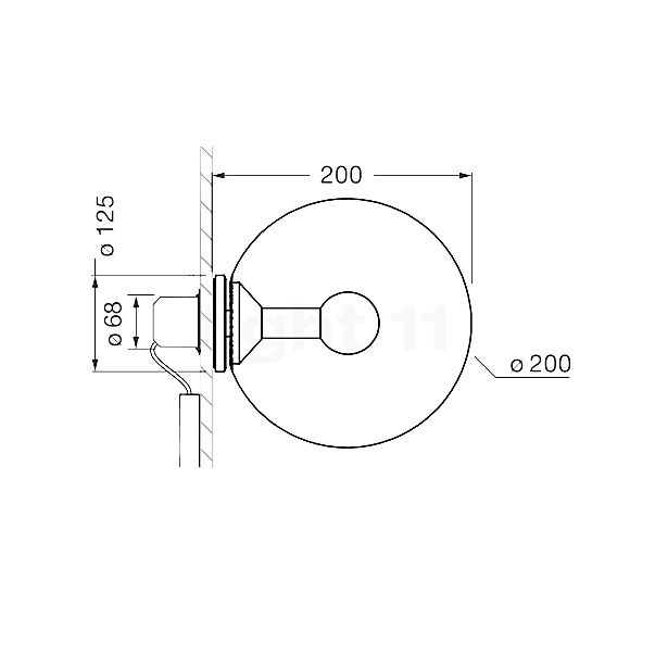 Occhio Luna Scura 200 Flat Air Wandleuchte LED rauch Skizze