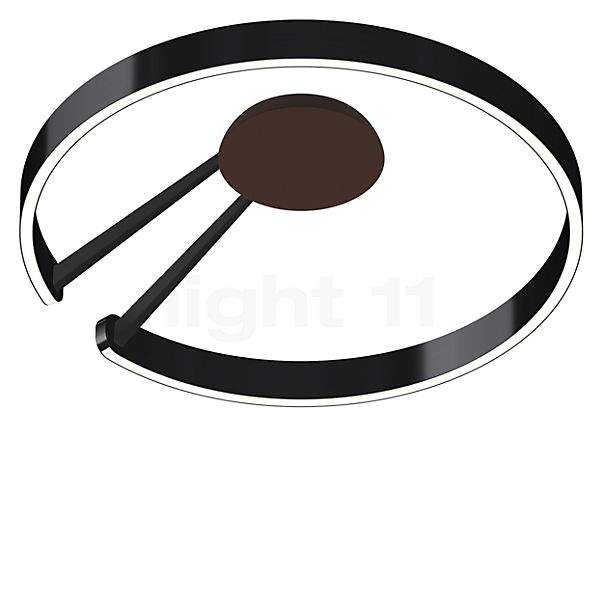 Occhio Mito Aura 60 Lusso Wide Lampada da soffitto/parete LED testa black phantom/corpo nero opaco/copertura ascot pelle marrone - Occhio Air