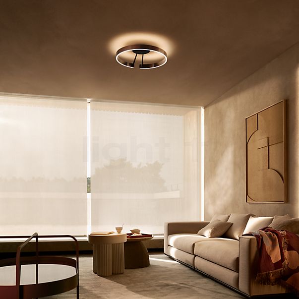 Occhio Mito Aura 60 Lusso Wide Plafond-/Wandlamp LED kop wit mat/body wit mat/afdekking ascot leder wit - Occhio Air