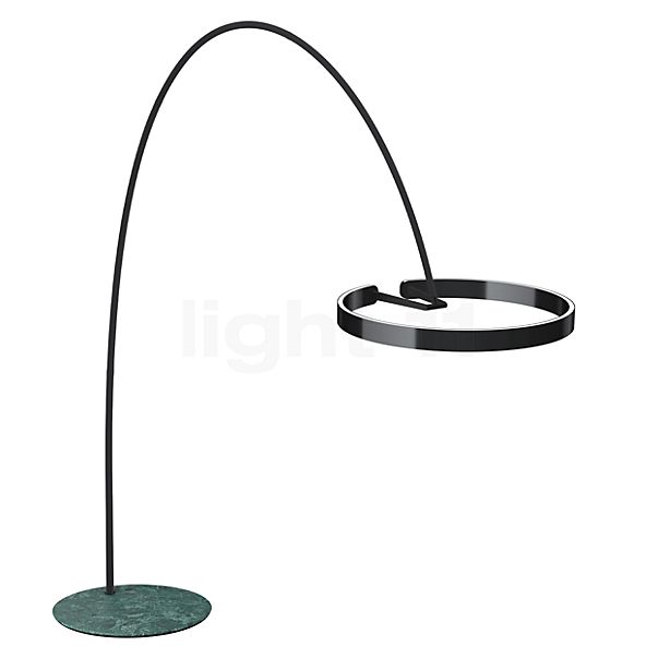 Occhio Mito Largo Lusso Arc Lamp LED head black phantom/body ascot leather grey/base green guatemala