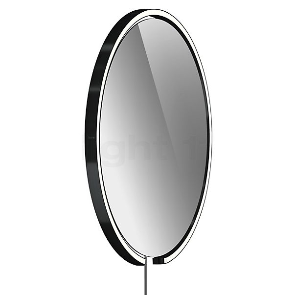 Occhio Mito Sfera Corda 60 Miroir lumineux LED - gris teinté tête black phantom/câble gris foncé/fiche Typ C - Occhio Air
