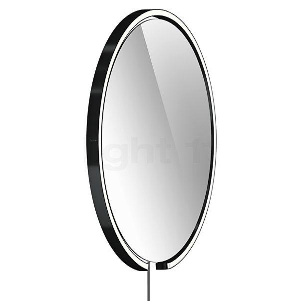 Occhio Mito Sfera Corda 60 Specchio illuminato LED testa black phantom/cavo grigio scuro/spina Typ F - Occhio Air