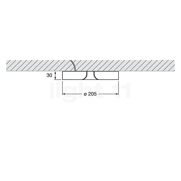 Occhio Mito Soffitto 20 Up Lusso Narrow Plafond-/Wandlamp LED kop goud mat/afdekking ascot leder wit - Occhio Air schets